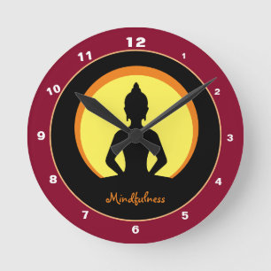 Horloge Ronde Mindfulness & Meditation Design Clock Buddha /monk