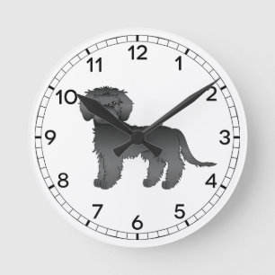 Horloge Ronde Mini Goldendoodle noir mignon chien de dessin anim