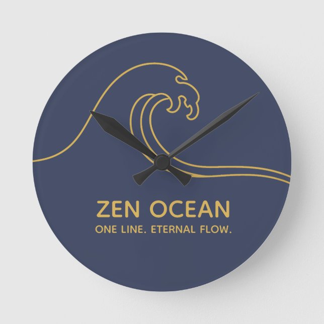 Horloge Ronde Minimalist Zen Wave | Abstract Ocean (NO NUMBERS) (Recto)