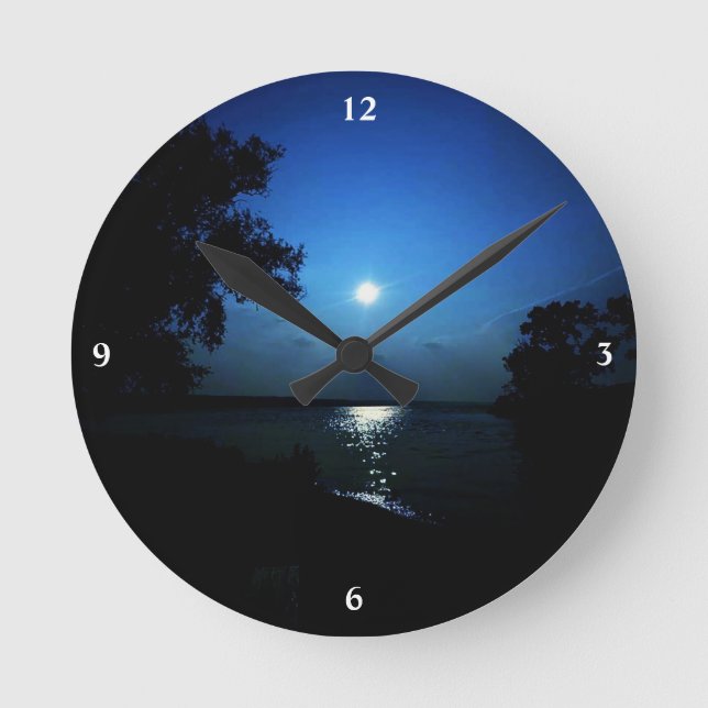 HORLOGE RONDE MINUIT SUR LE LAC (Recto)