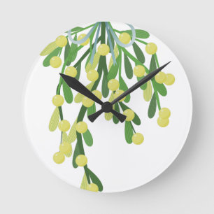 Horloge Ronde mistletoe de Noël
