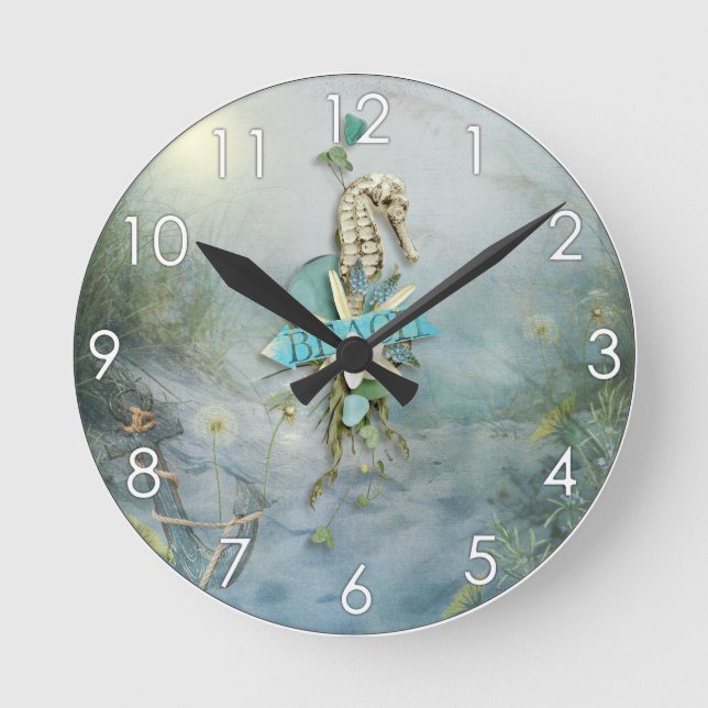Horloge Ronde Misty Morning Beach ancre nautique (Recto)