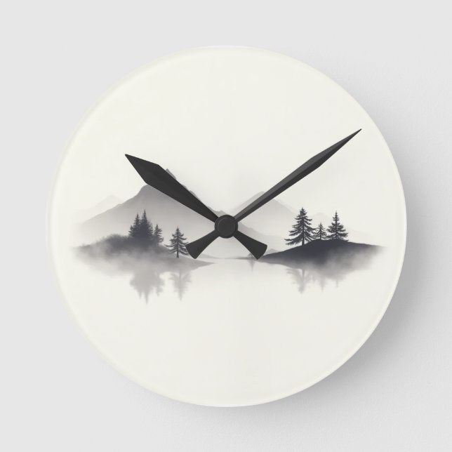 Horloge Ronde "Misty Mountain Reflections" (Recto)