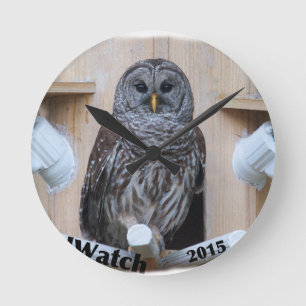 Horloge Ronde Mme hibou barré - nid d'OctoBox
