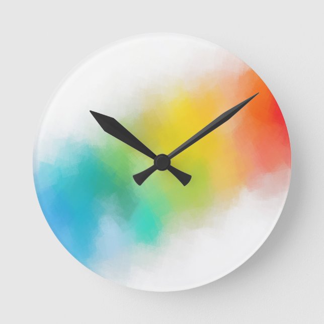 Horloge Ronde Modèle moderne du Colorful Abstract Rainbow Colors (Recto)