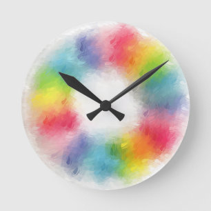 Horloge Ronde Modèle vierge coloré moderne Abstrait Arc-en-cie