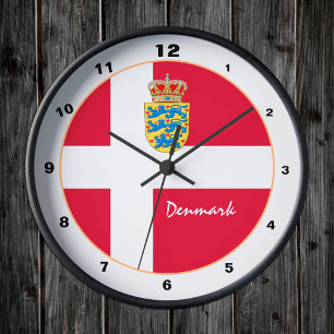 Horloge Ronde Modern Denmark, Danish Flag trendy Home / design
