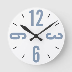 Horloge Ronde Modern dusty blue and black large numbers 