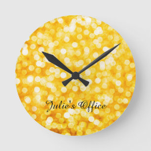 Horloge Ronde Modern Gold Bokeh Acrylic Wall Clock