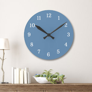 Horloge Ronde Moderne et contemporain bleu poussiéreux et blanc