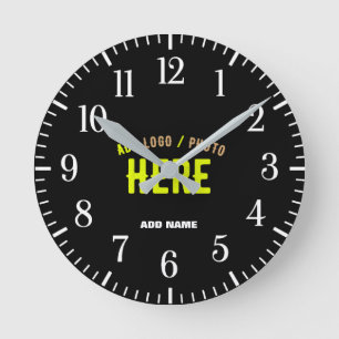 HORLOGE RONDE MODERNE ET MODERNE PERSONNALISABLE NOIR VÉRIFIÉ