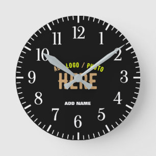 HORLOGE RONDE MODERNE ET MODERNE PERSONNALISABLE NOIR VÉRIFIÉ