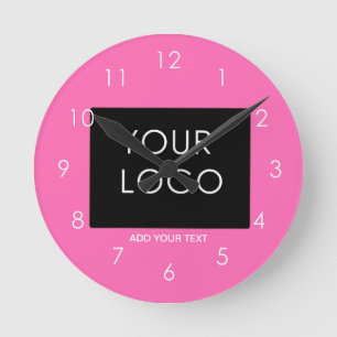 Horloge Ronde Moderne Hot Pink Personnalisable Entreprise Ajoute