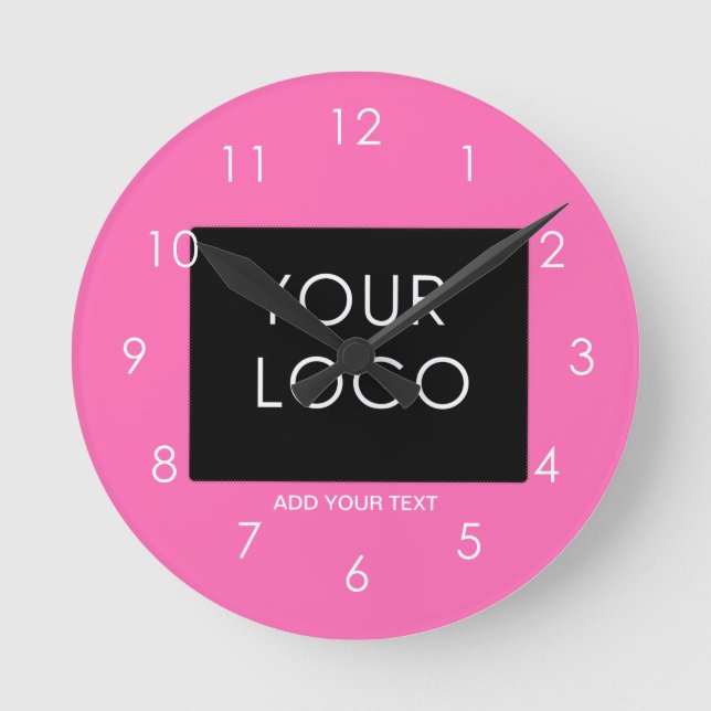 Horloge Ronde Moderne Hot Pink Personnalisable Entreprise Ajoute (Recto)