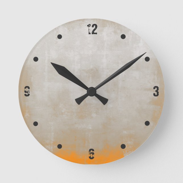 Horloge Ronde Moderne Rustic Grey Orange Abstrait (Recto)