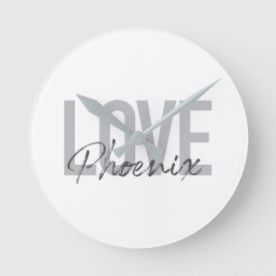 Horloge Ronde Moderne, simple, cool, design urbain Amour Phoenix