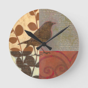 Horloge Ronde Moineau de damassé