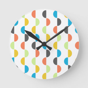 Horloge Ronde Moitié-cercles modernes du milieu du siècle