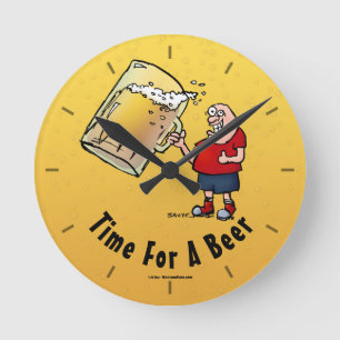 Horloge Ronde Moment Pour Une Bière Bande Dessinée Drôle