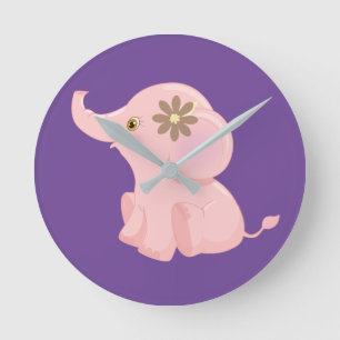 Horloge Ronde Mon bébé Eléphant rose