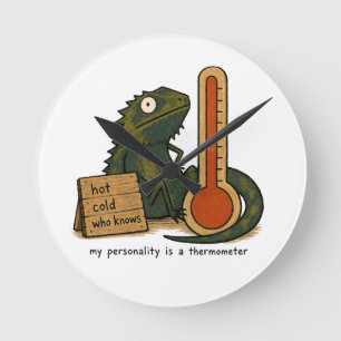 Horloge Ronde Mon caractère est un thermomètre Bearded Dragon Ar