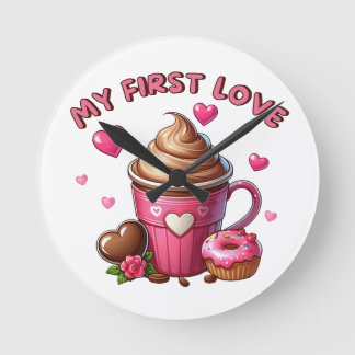 Horloge Ronde Mon premier café d'amour