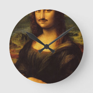 Horloge Ronde mona lisa moustache