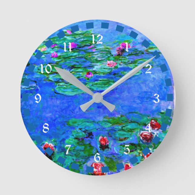 Horloge Ronde Monet - Water Lilies (Red), famous artwork (Recto)
