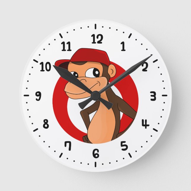 Horloge Ronde Monkey cartoon round clock (Recto)