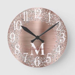 Horloge Ronde Monogram Rose Gold Silver Glitter Glam