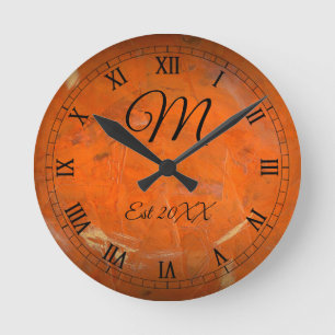 Horloge Ronde Monogramme d'anniversaire personnalisable en terre
