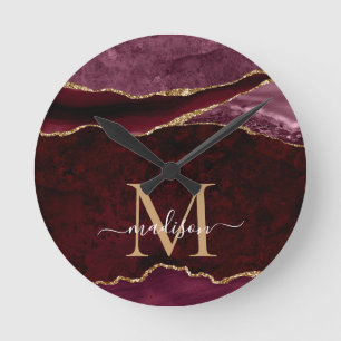 Horloge Ronde Monogramme de la Parties scintillant de la géode 
