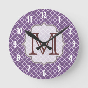 Horloge Ronde Monogramme en latte de la lavande