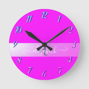 Horloge Ronde Monogramme Fluorescent Rose