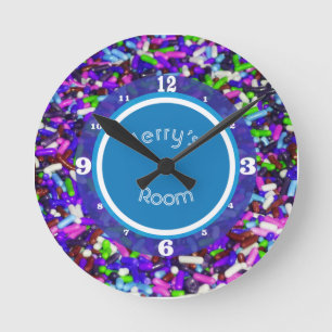 Horloge Ronde Monogrammed Candy Sprinkles