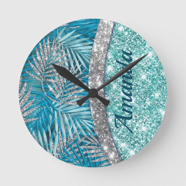 Horloge Ronde Monographie de feuilles de parties scintillant en  (Recto)