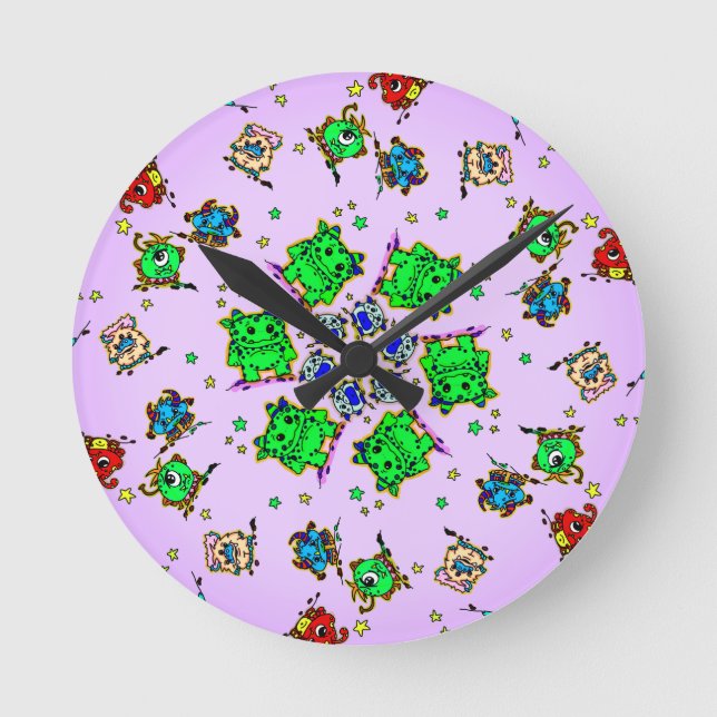 Horloge Ronde monster cartoon cutees (Recto)