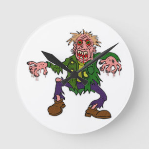 Horloge Ronde Monster vert Zombie Halloween