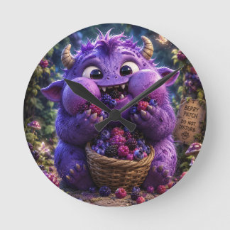 Horloge Ronde Monstre Mignon Bandit de Baies Fantastique Art de 