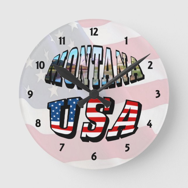 Horloge Ronde Montana Picture and Usa Text Clock (Recto)