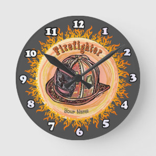 Horloge Ronde Montre Casque de pompier