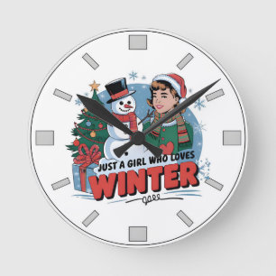 Horloge Ronde Montre de Noël Bonhomme de Neige Rétro Cadeau de F