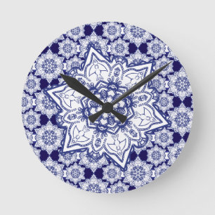 Horloge Ronde Montre de porcelaine bleu