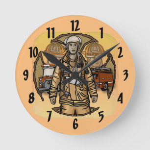 Horloge Ronde Montre des pompiers si prêts