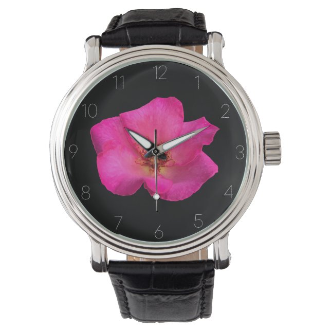 Horloge Ronde Montre Rose aux feutres (devant)
