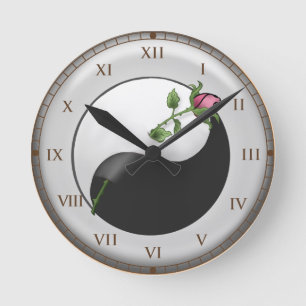 Horloge Ronde Montre Yin Yang Rose