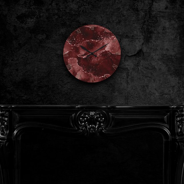 Horloge Ronde Moody Agate | Henné Garnet sang bijou rouge ton (Créateur téléchargé)