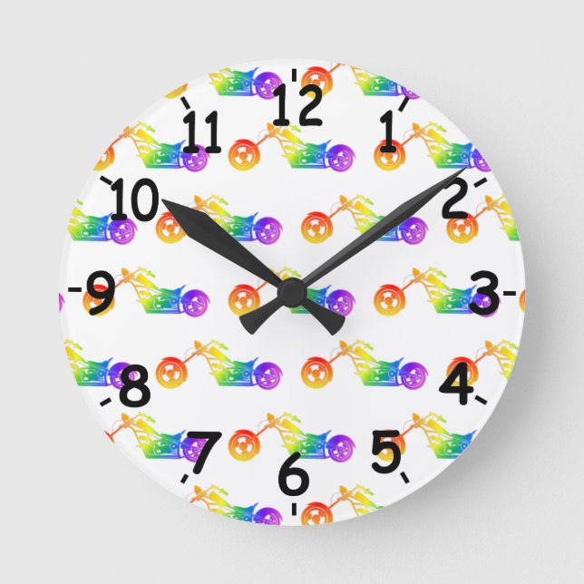 Horloge Ronde Mortocycle arc-en-ciel (Recto)