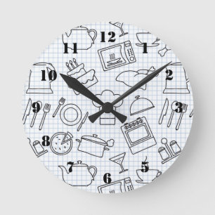 Horloge Ronde Motif 4 de cuisine