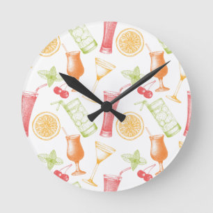 Horloge Ronde Motif à cocktails croisés